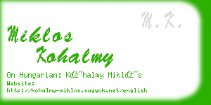 miklos kohalmy business card